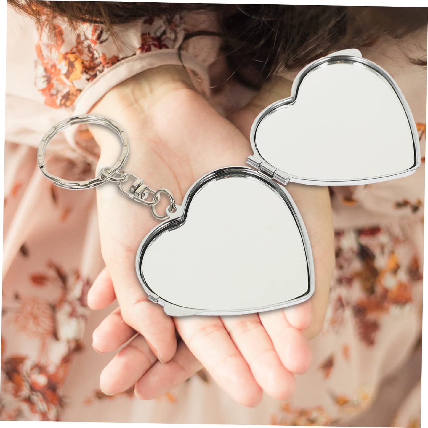 Porte-Clés Pailleté en Forme de Cœur avec miroir