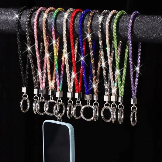 Dragonne Téléphone de Luxe – Strass Cristal Scintillant & Porte-clés Élégant