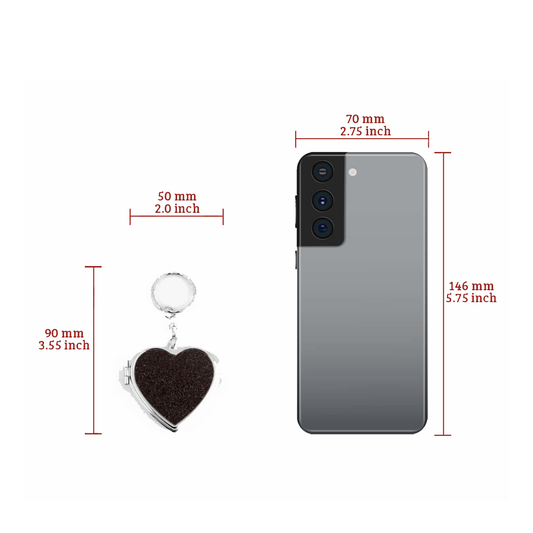 Porte-Clés Pailleté en Forme de Cœur avec miroir